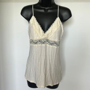 GUESS Cream Lace V-neck Camisole, size Large